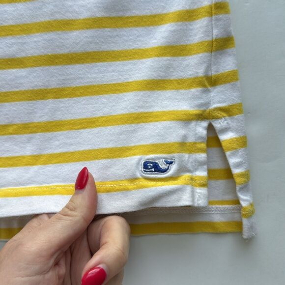 Vineyard‎ Vines Size Small Boat Neck Striped Yellow & White Cotton Stretch Top - Picture 7 of 12